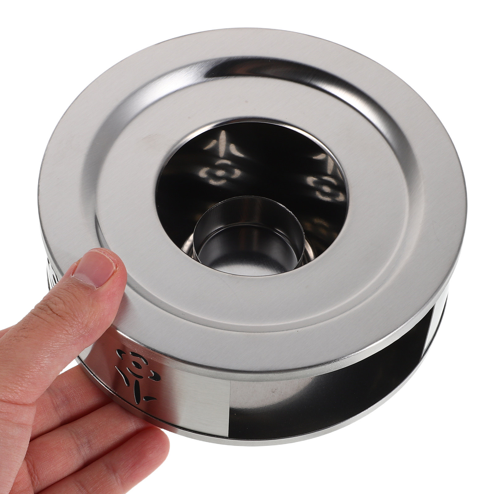 Coffee Tea Stand - Stainless Steel Teapot Warmer Floral Pattern