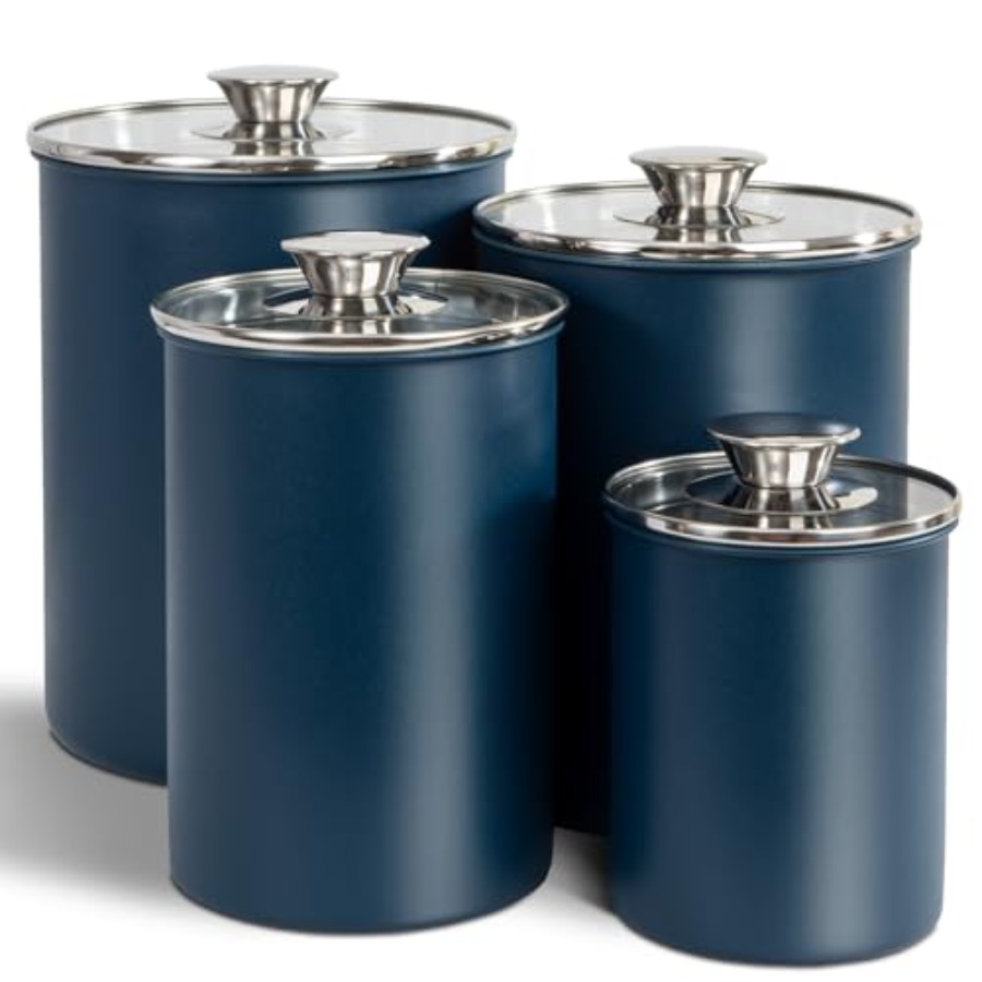 Canister Coffee Sugar Tea - Stainless Steel Food Canister Set of