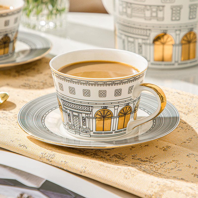 Coffee Tea Sugar Set - Architectural Cup and Saucer Coffee Mug