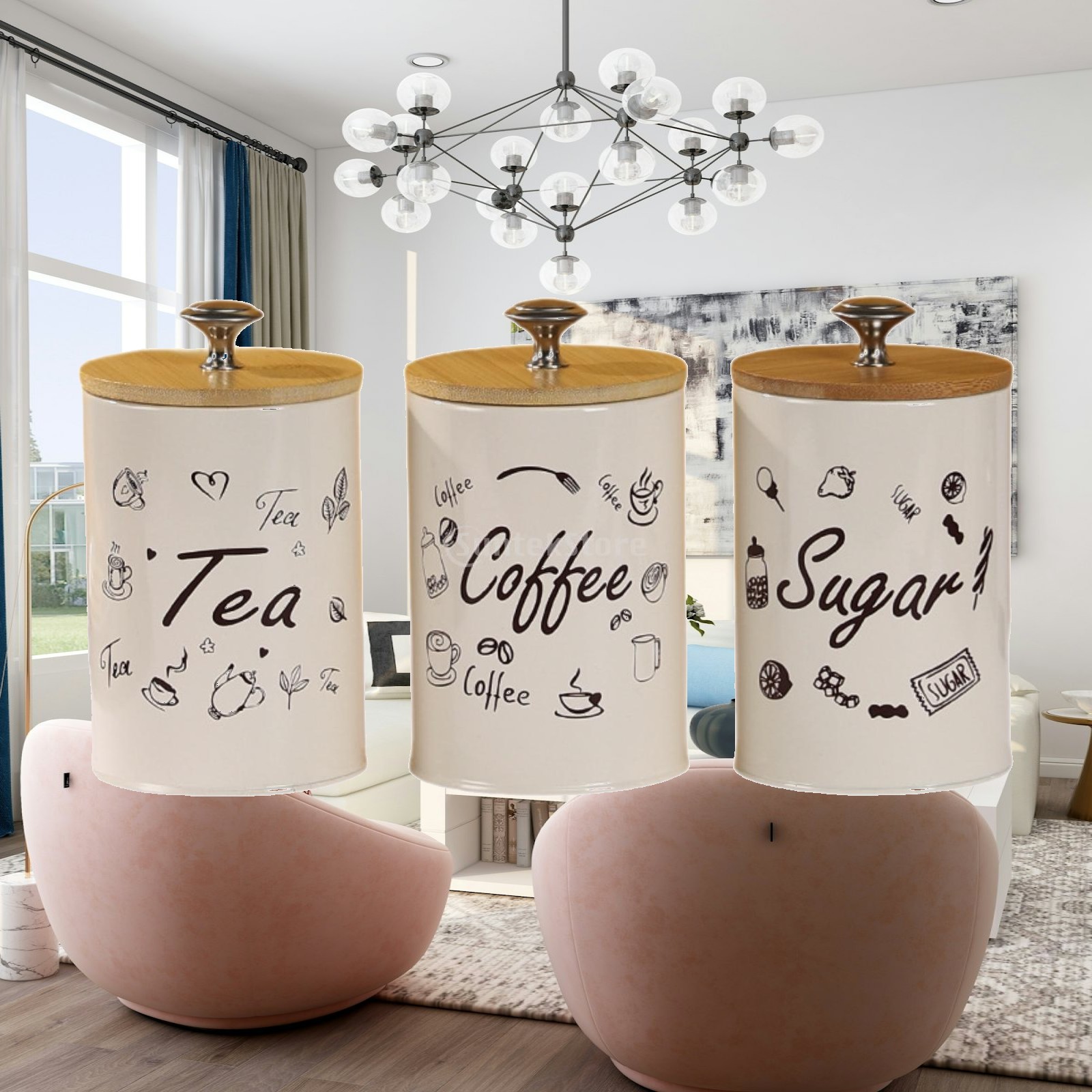 Farmhouse Coffee Tea Sugar Can - Coffee Tea Jar Set recension och pris
