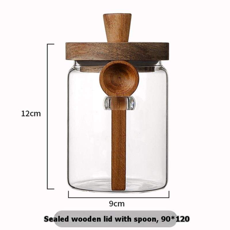 ABJI-Glass Jar With Wooden Lid - Coffee Tea Jar Set recension och pris