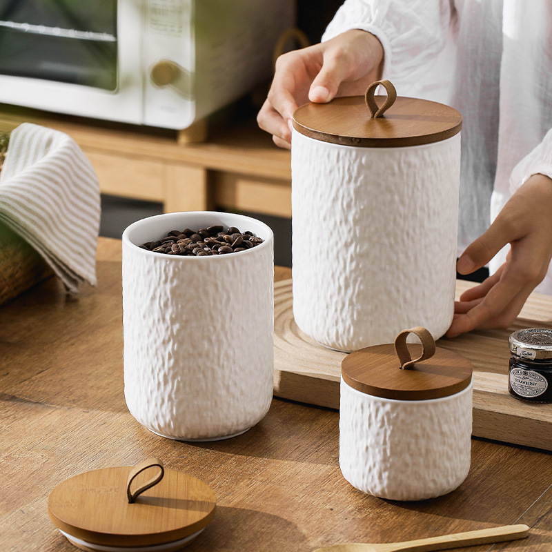 Rock Pattern Ceramic Tea Stora - Canister Coffee Sugar Tea recension och pris