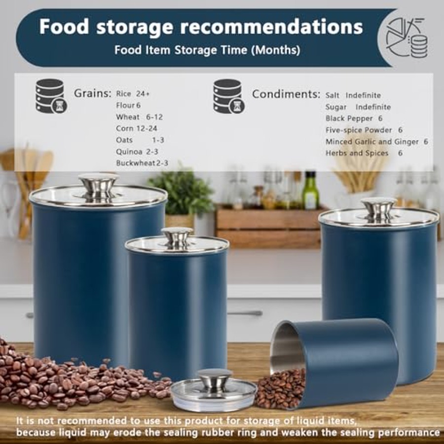 Stainless Steel Food Canister  - Canister Coffee Sugar Tea recension och pris