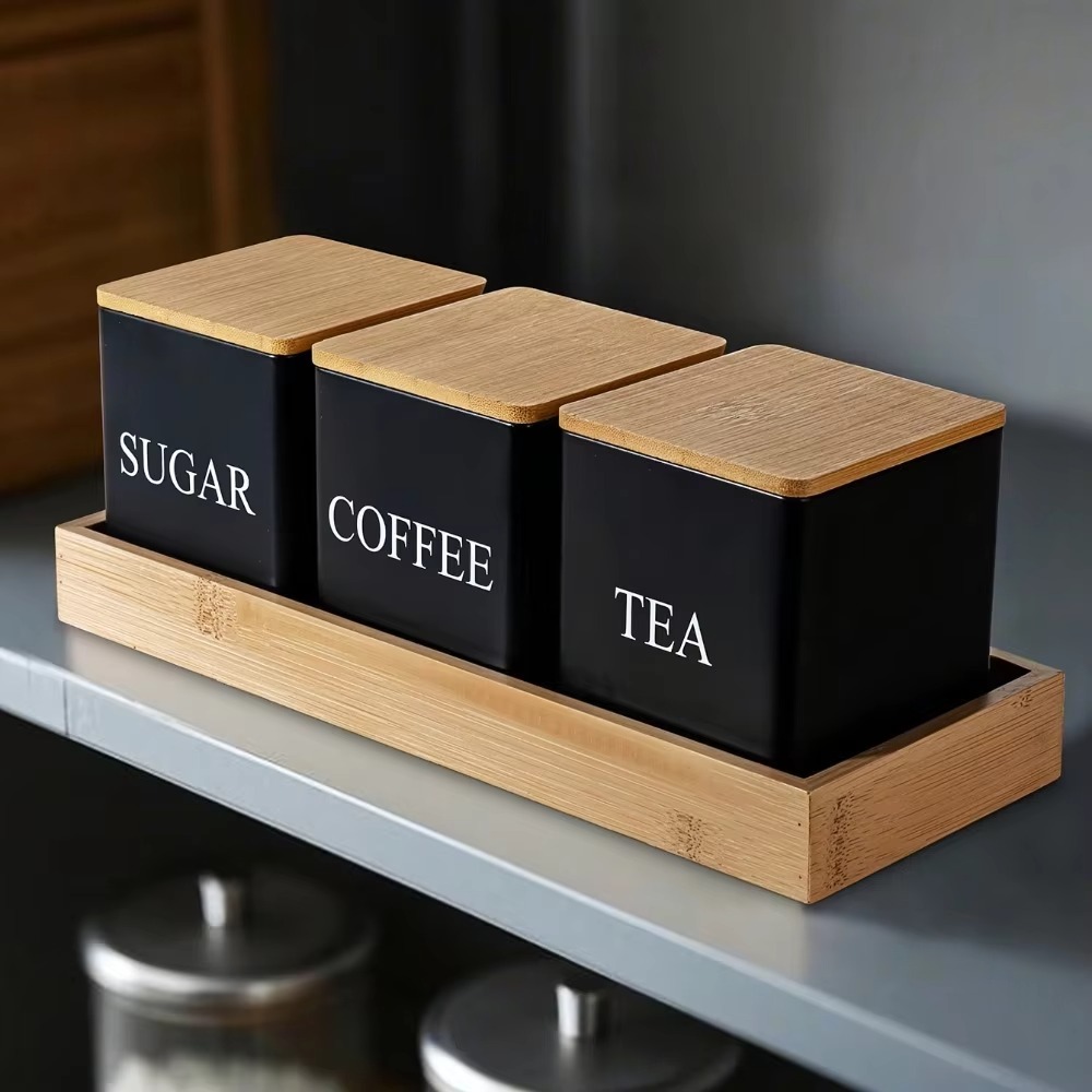 3PCS Kitchen Tin Box Airtight  - Canister Coffee Sugar Tea recension och pris
