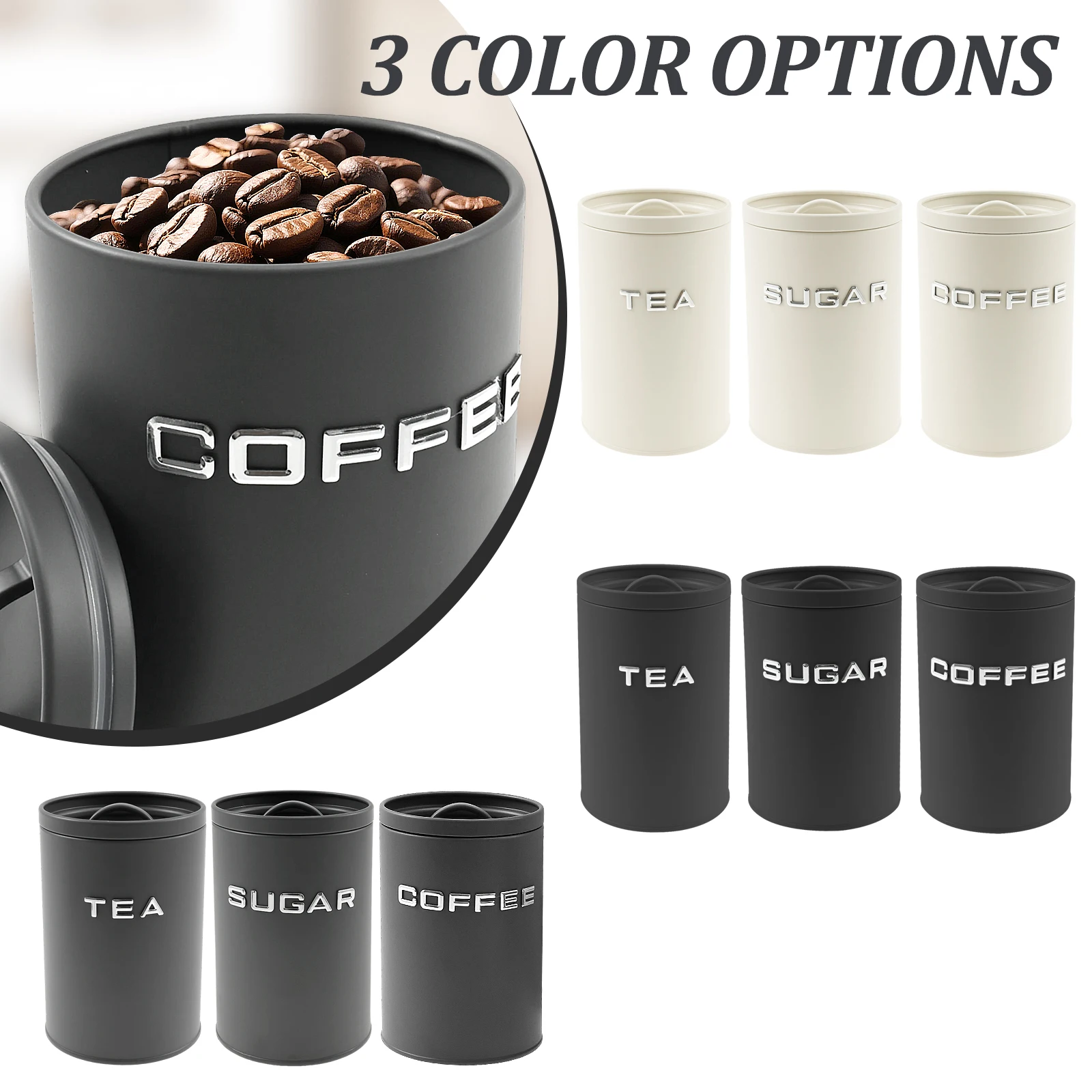 3 Pcs Tea Coffee Sugar Caniste - Canister Coffee Sugar Tea recension och pris