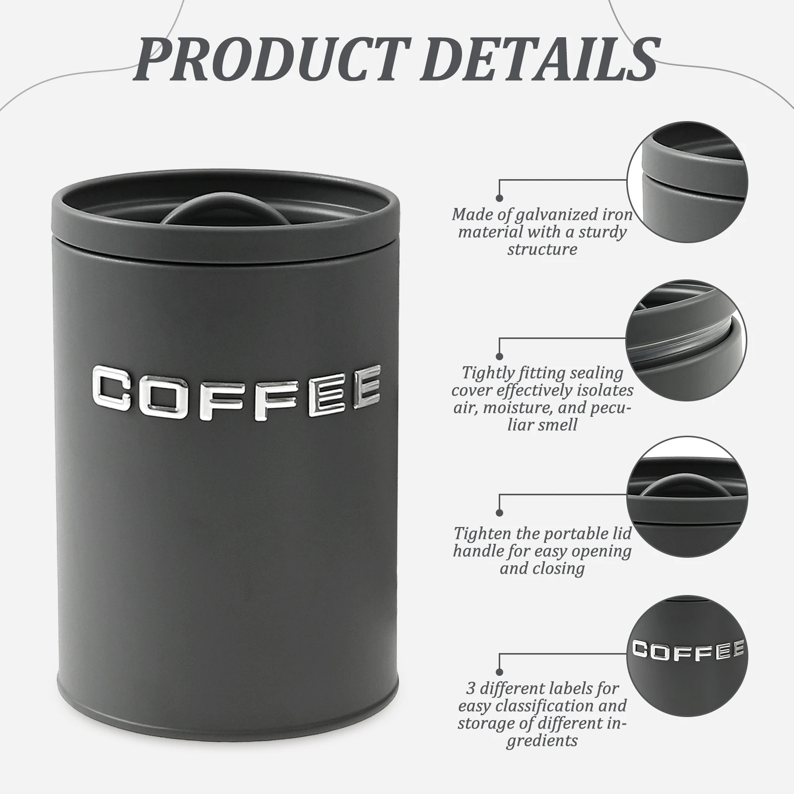 3 Pcs Tea Coffee Sugar Caniste - Canister Coffee Sugar Tea recension och pris