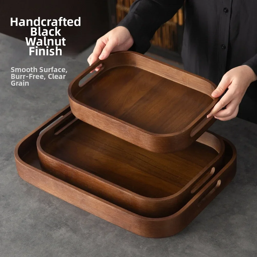 Wooden Tea Tray With Handles M - Coffee Tea Stand recension och pris